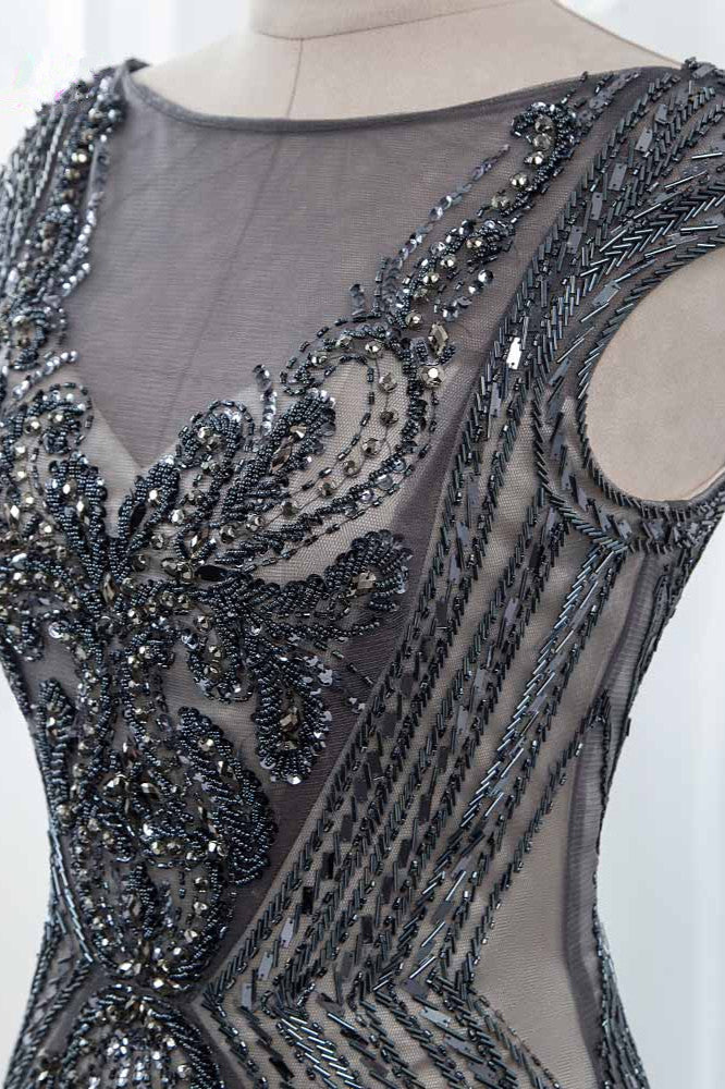 BMbridal Glamorous Black Jewel Neck Mermaid Prom Dress With Rhinestone