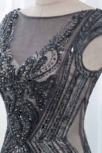 BMbridal Glamorous Black Jewel Neck Mermaid Prom Dress With Rhinestone