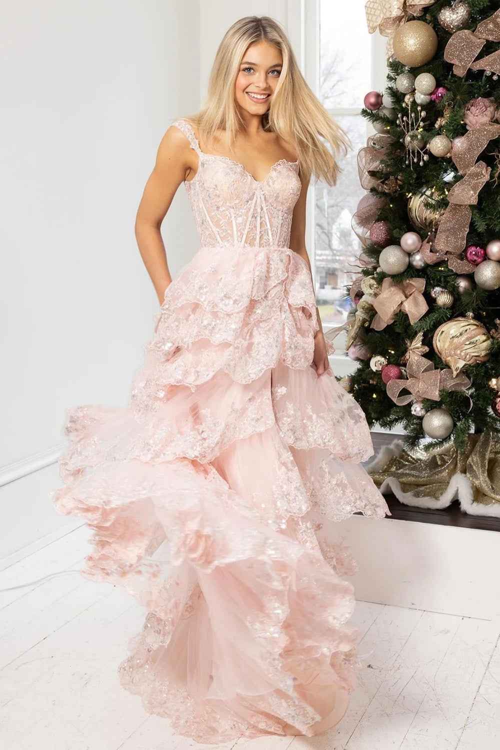 A Line Off the Shoulder Black Corset Prom Dress with Lace Ruffles