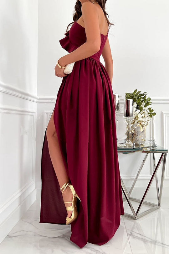 Darling Muse – Party-Maxikleid mit Rüschen und One-Shoulder-Träger 