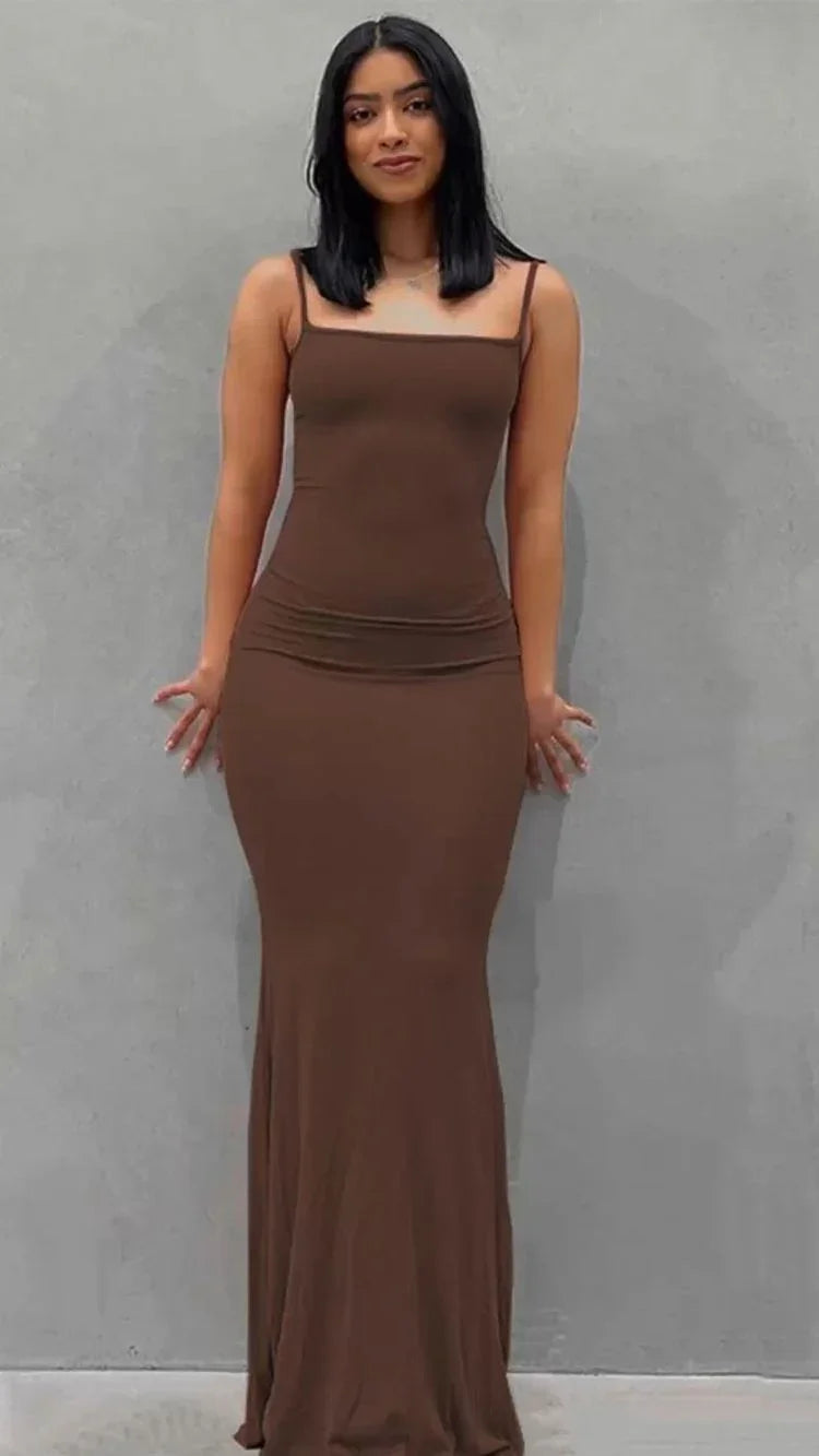Abito lungo da sera con spalline sottili a sirena, vestito da ballo sexy Y566