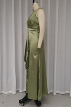 Sexy Slit Ruched Sloping Shoulder Evening Dresses