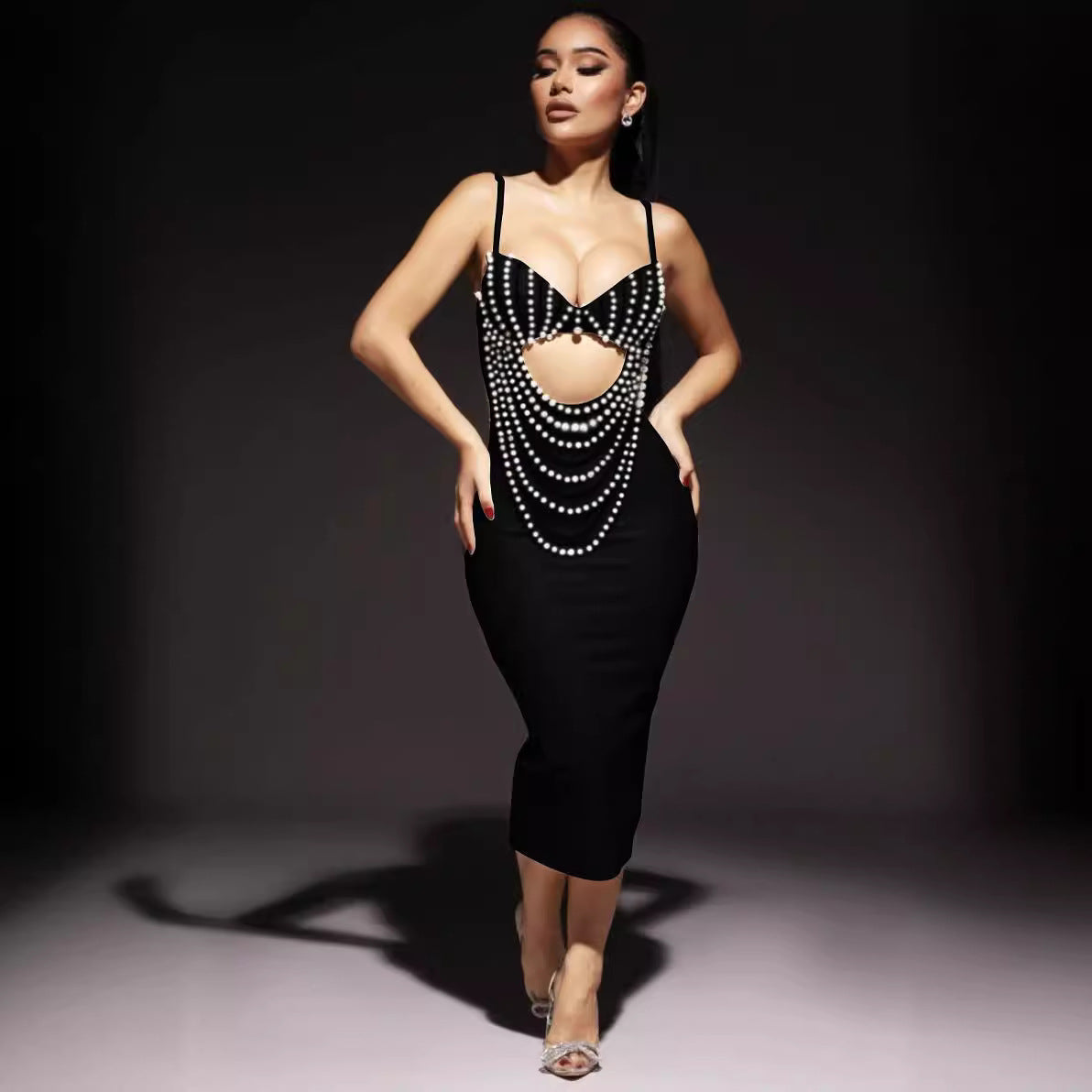 Stylish Black & White Lace Party Dress Prom Dress