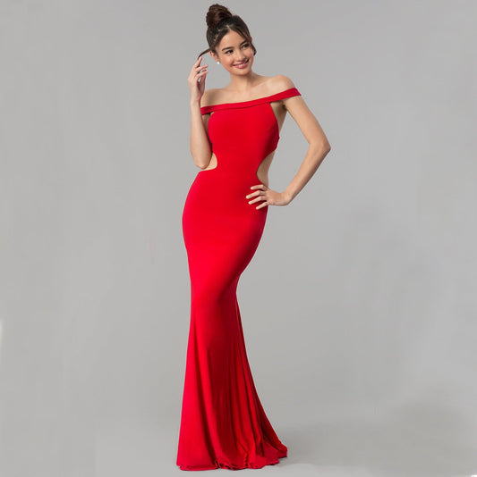 Schulterfreies Maxi-Abendkleid für Damen – Elegantes Abendkleid 