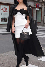 Vestido mini de fiesta elástico con hombros descubiertos y lazo excepcionalmente elegante 