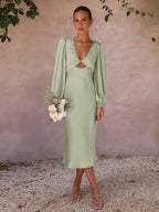 Dress High-Grade Satin Lace-up Backless Bridesmaid Dress Elegant Women's Dress Evening Dress Dress