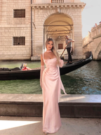 Custom Long Mermaid Prom Dress Spaghetti Strap Sleeveless With Gloves