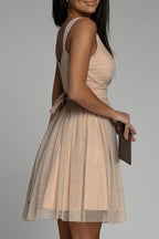 Sexy Elegant Print Mesh V Neck Evening Dress Dresses