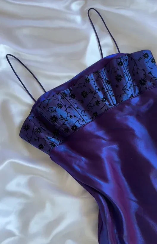 Superbe robe de bal longue en satin violet coupe trapèze robe de soirée formelle Y7510