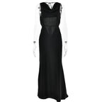 Women Clothing Cocktail Evening Dress Sling Swing Collar Dress Sexy Sexy Backless Lace Up Maxi Dress