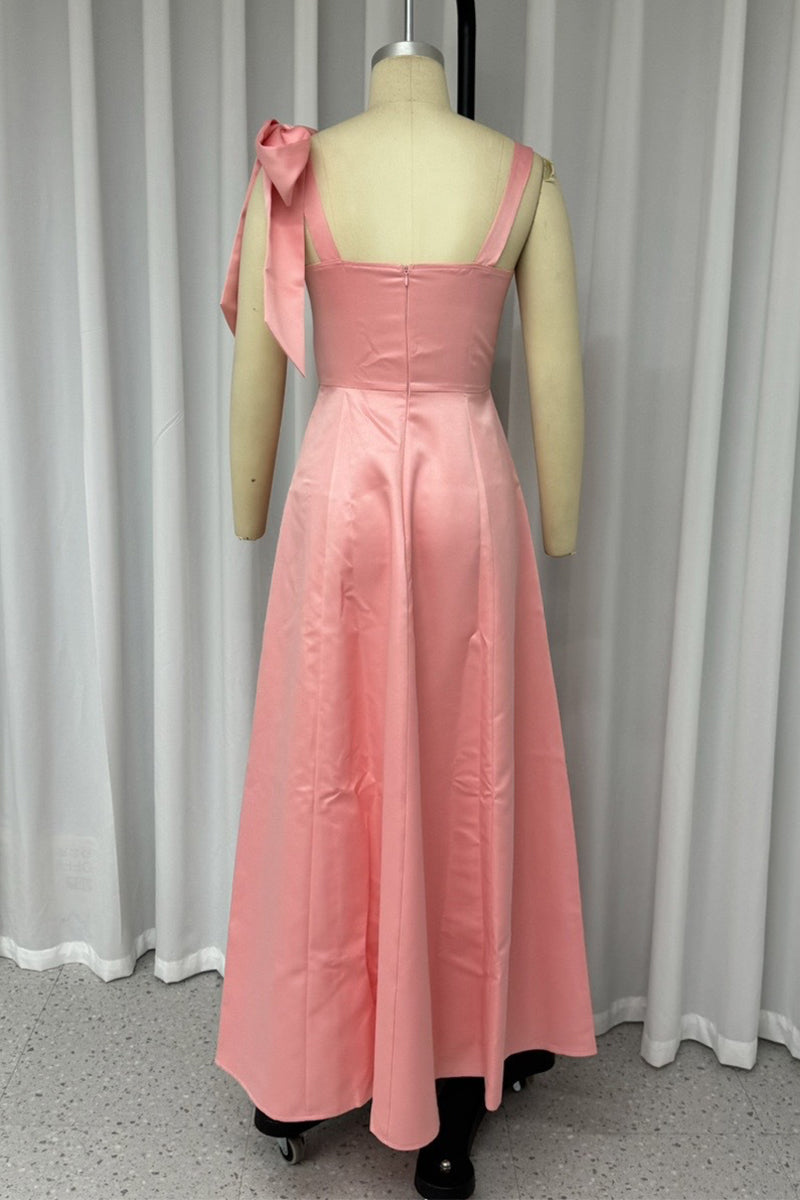 Abiti da sera sexy a collo a U, unicolore, allacciati con lacci