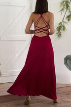 Another Most Beautiful Date Back Lace-up Stretch Maxi Dress