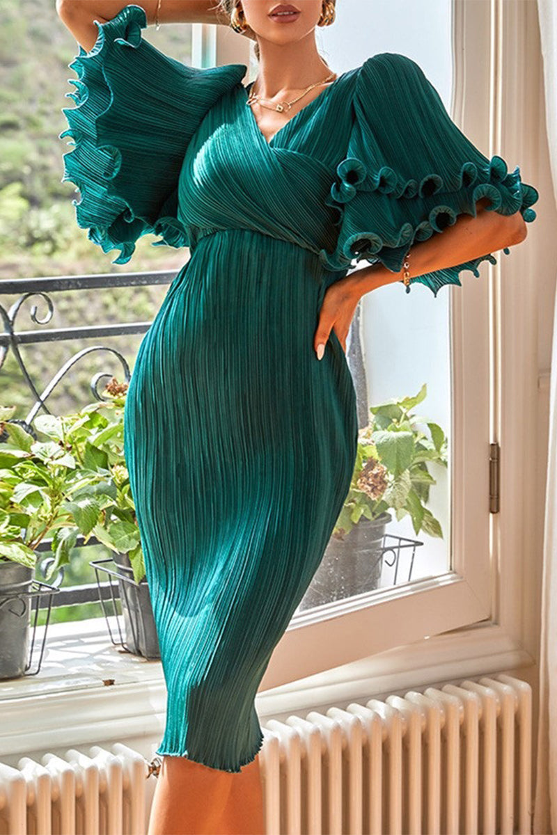 Abiti da Sera Eleganti con Scollatura a V, Arricciati e a Balze per il Ballo