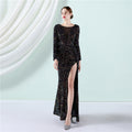 Cocktail Elegant Long Sleeve Sequined Fishtail Evening Dress