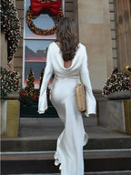 TARUXY Satin Side Slit Kleid Frauen Elegante Party Lose Backless Lange Kleider Für Lady Club Solide Temperament Abendkleid Femme 