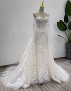 Neueste Hochzeitskleid Meerjungfrau 2 in 1 Herzausschnitt Mit Maßgefertigten Brautkleidern Vestidos De Novias