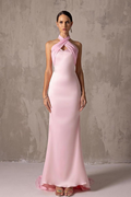 Custom Charming Sleeveless Long Mermaid Pleated Prom Dress