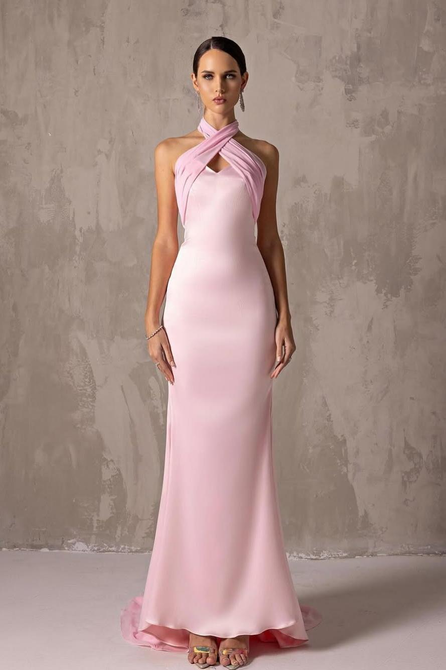 Custom Charming Sleeveless Long Mermaid Pleated Prom Dress