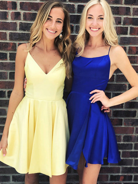 Elegante A-Linie V-Ausschnitt Rückenfreies Kurzes Ball-/Homecomingkleid