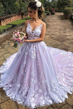 Elegante abito lungo da sera formale a linea ad A con scollo a V, pizzo e schiena scoperta