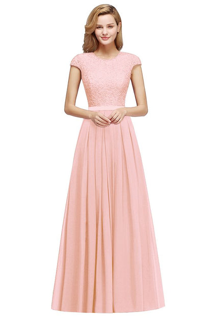 Elegante vestido de noche con mangas cortas y corte en A, vestido de fiesta largo azul marino