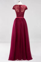 Vestido de noite elegante com mangas tipo capa, floral, corte evasê, aplicações e tule, vestido de dama de honor