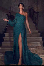 Abiti da sera eleganti verde scuro | Abbigliamento da sera lungo in pizzo