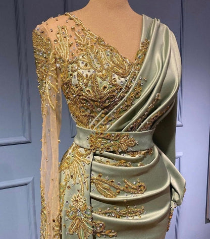 Vestidos de noche elegantes con mangas Vestidos de fiesta largos