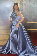 Robe de bal élégante en satin, longue jusqu'au sol, sans manches, coupe trapèze avec perles