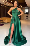 Robe de bal élégante verte asymétrique en ligne A avec perles