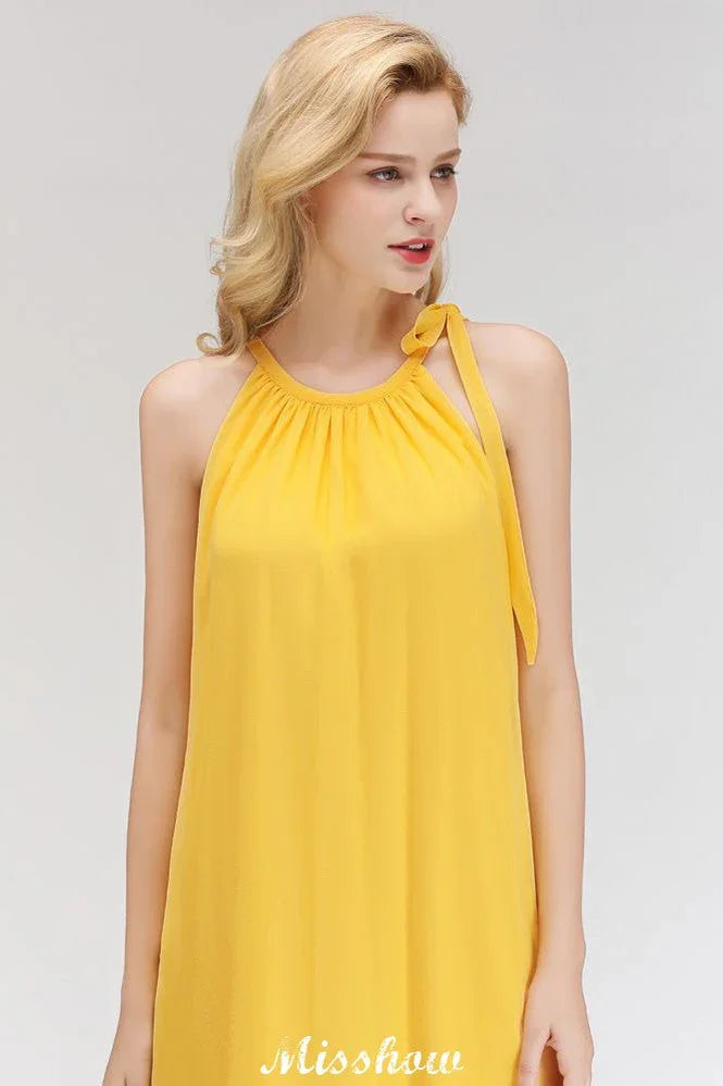Vestidos de noite elegantes, simples, sem mangas, com gola halter, até ao joelho