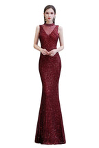Robe de bal bordeaux sirène sans manches à col illusion élégant
