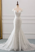 Elegant Lace Cap Sleeves Mermaid Wedding Dress With Sweetheart Neckline