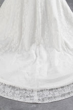 Elegant Lace Off The Shoulder White Mermaid Wedding Dress