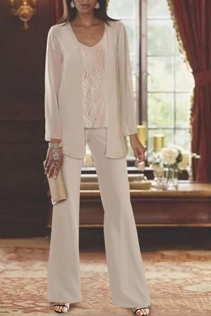 Elegantes trajes de pantalón de encaje para mujer, traje de madre de la novia