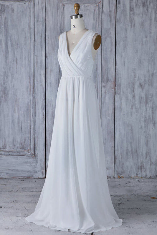 Robe de mariée élégante longue en mousseline de soie et dentelle à volants