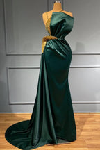 Elegant Long Mermaid Halter Satin Prom Dress