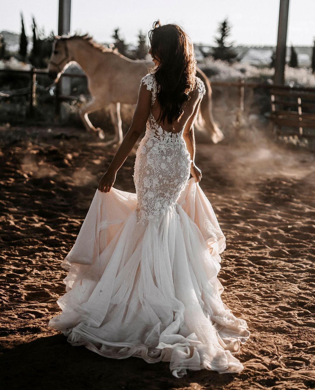 Elegant Long Mermaid Sweetheart Tulle Lace Backless Wedding Dress – YOYOCAMP