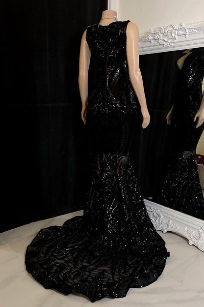 Elegant Long Red Mermaid Sleeveless Prom Dress With Lace