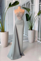 Elegant Mist Strapless Mermaid Prom Dress With Rhinestones