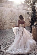 Robes de mariée élégantes princesse en ligne A avec dentelle