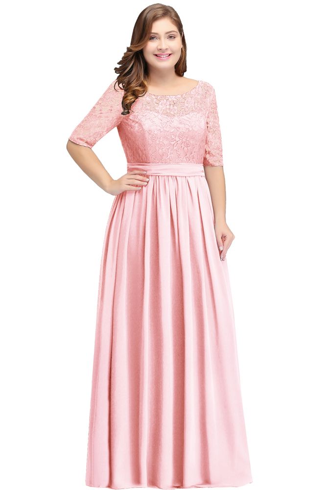 Elegant Scoop Chiffon A-line Prom Dress With Lace