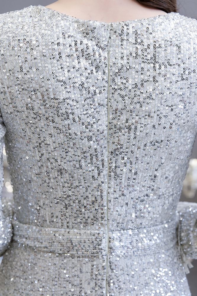 Elegantes Burgunderrotes Cocktailkleid mit V-Ausschnitt und Pailletten im Meerjungfrau-Stil, bodenlang