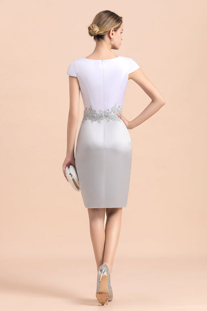 Robe de mère de la mariée courte et élégante argentée, longueur genou, robes de soirée de mariage