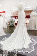 Backless Sweetheart Satin Lace Mermaid Wedding Dress White