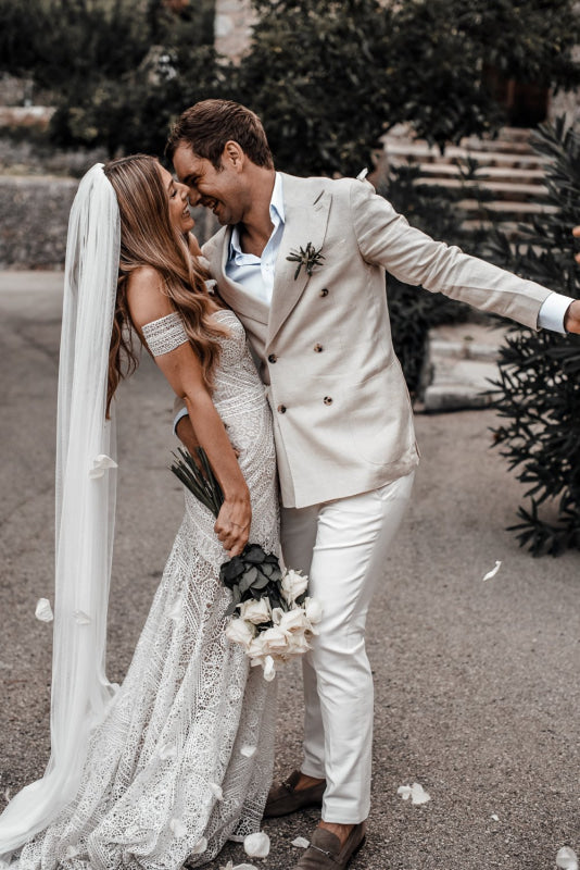 Elegant Sweetheart Lace Mermaid Boho Wedding Dress
