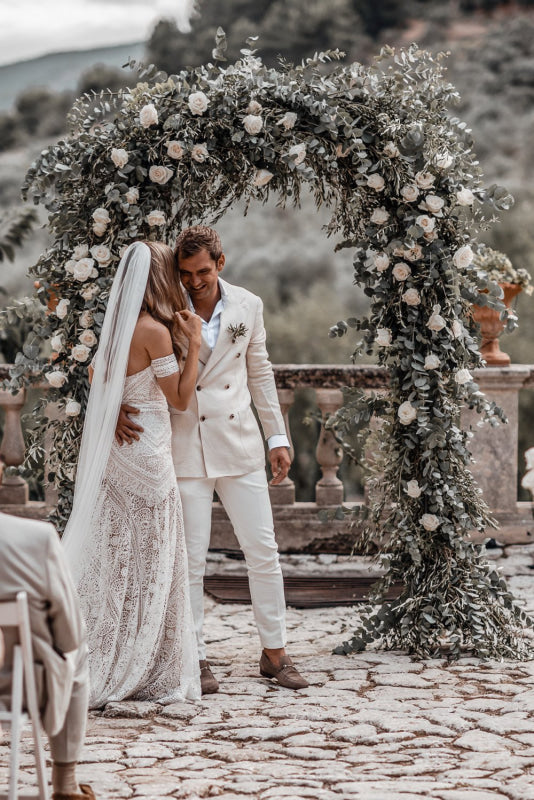 Elegant Sweetheart Lace Mermaid Boho Wedding Dress