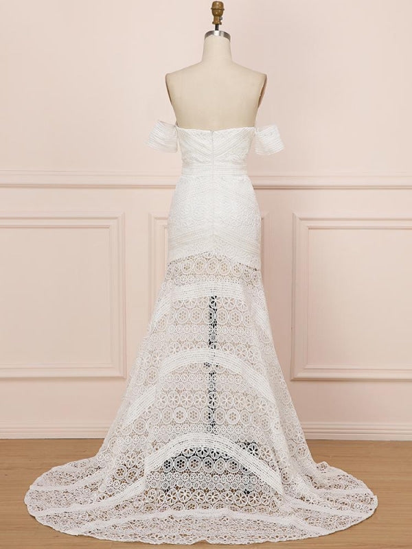 Elegant Sweetheart Lace Mermaid Boho Wedding Dress