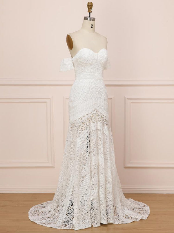 Elegant Sweetheart Lace Mermaid Boho Wedding Dress
