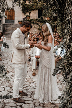 Elegant Sweetheart Lace Mermaid Boho Wedding Dress